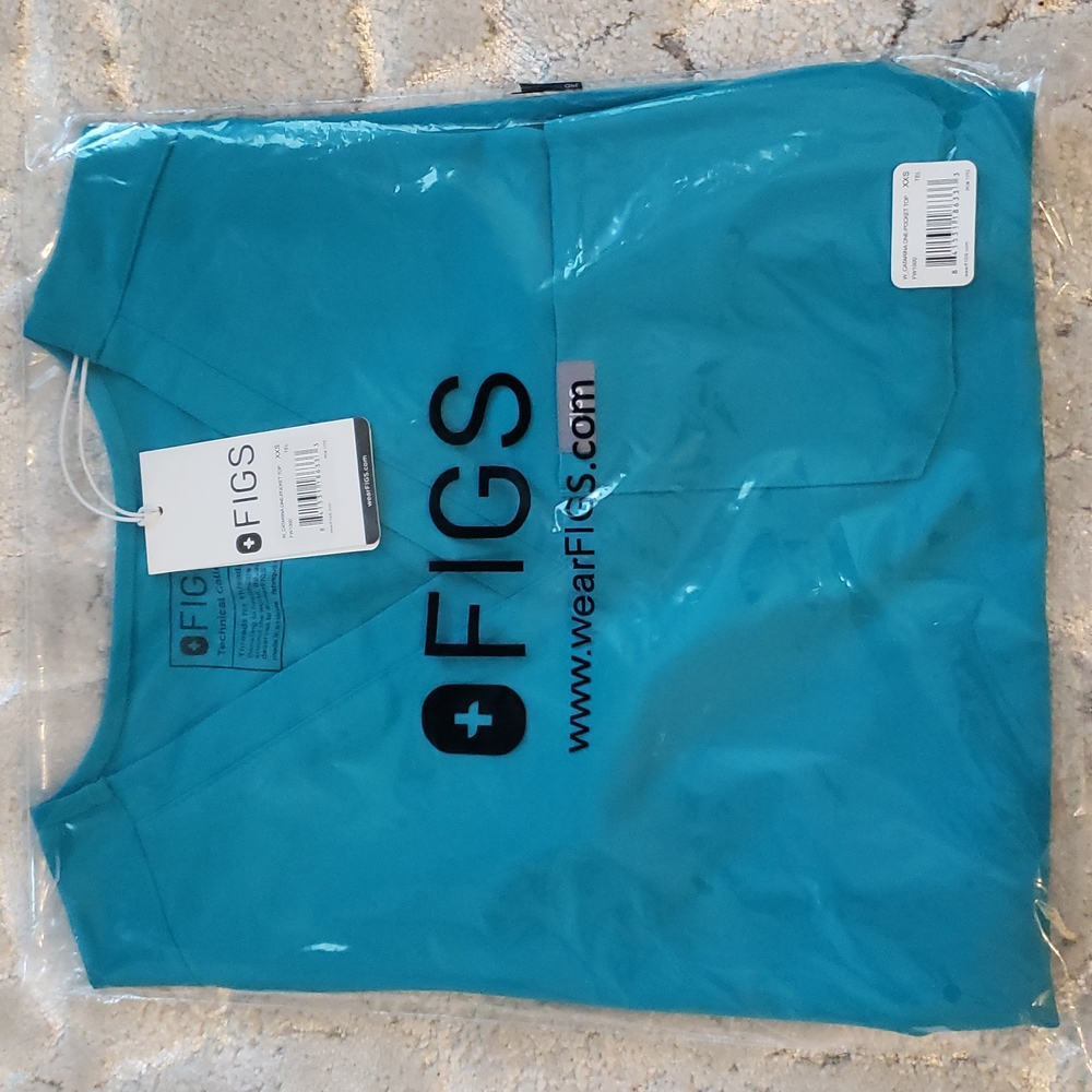 Figs Teal Catarina Scrub Top XXS Brand New
